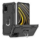 For Xiaomi Redmi Note 9 4G/Poco M3 Cool Armor PC + TPU Shockproof Case with 360 Degree Rotation Ring Holder(Black)
