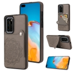 For Huawei P40 Embossed Pattern PU + TPU Protective Case with Holder & Wallet & Card Slots(Grey)
