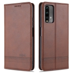 For Xiaomi Redmi Note 9 AZNS Magnetic Calf Texture Horizontal Flip Leather Case with Card Slots & Holder & Wallet(Dark Brown)