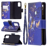 For Xiaomi Poco M3 Colored Drawing Pattern Zipper Horizontal Flip Leather Case with Holder & Card Slots & Wallet(Purple Butterfly)