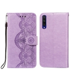 For Xiaomi Mi CC9e / Mi A3 Flower Vine Embossing Pattern Horizontal Flip Leather Case with Card Slot & Holder & Wallet & Lanyard(Purple)