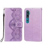 For Xiaomi Mi CC9 Pro / Mi Note 10 Flower Vine Embossing Pattern Horizontal Flip Leather Case with Card Slot & Holder & Wallet & Lanyard(Purple)