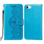 Flower Vine Embossing Pattern Horizontal Flip Leather Case with Card Slot & Holder & Wallet & Lanyard For iPhone SE 2020 & 8 & 7(Blue)