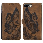 Retro Skin Feel Butterflies Embossing Horizontal Flip Leather Case with Holder & Card Slots & Wallet For iPhone 6 Plus / 6s Plus(Brown)