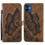 Retro Skin Feel Butterflies Embossing Horizontal Flip Leather Case with Holder & Card Slots & Wallet For iPhone 12 / 12 Pro(Brown)