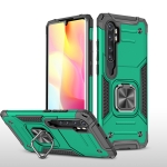 For Xiaomi Note 10 Lite Magnetic Armor Shockproof TPU + PC Case with Metal Ring Holder(Dark Green)