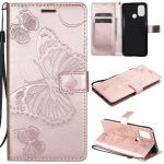 For OnePlus Nord N10 5G 3D Butterflies Embossing Pattern Horizontal Flip Leather Case with Holder & Card Slot & Wallet(Rose Gold)