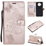 For Xiaomi Mi 10T Lite 3D Butterflies Embossing Pattern Horizontal Flip Leather Case with Holder & Card Slot & Wallet(Rose Gold)
