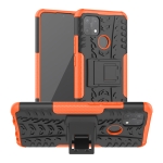 For OPPO A15 Tire Texture Shockproof TPU+PC Protective Case with Holder(Orange)