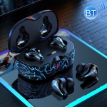 H19T TWS Silicone Microphone Noise Reduction Gaming Wireless Bluetooth Earphone with Charging Box, Support Touch & Cool Lighting & Voice Assistant & Call (Blue)