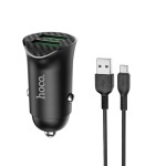 HOCO Z39 18W QC3.0 Dual Port Fast Charging Car Charger with Micro USB Data Cable, Length: 1m (Black)