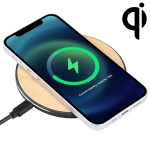 GY-68 QI Standard Wooden Round Wireless Charger (Black)