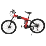 [US Warehouse] 26 inch 21-speed Foldable Mountain Bike with Riding Bag(Red)
