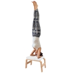 [US Warehouse] Wooden Yoga Inverted Stool Yoga Stretching Auxiliary Chair Home Fitness Equipment Supplies(White)