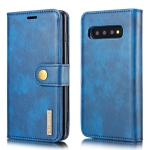 DG.MING Crazy Horse Texture Flip Detachable Magnetic Leather Case for Samsung Galaxy S10 Plus, with Holder & Card Slots & Wallet(Blue)