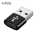 4 PCS USB-C / Type-C Female to USB 3.0 Male Aluminum Alloy Adapter, Support Charging & Transmission Data (Black)