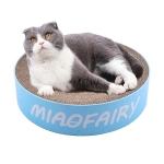 Round Corrugated Cat Scratcher Claw Sharpener Toy Bed, Colour: Blue Letters 41x41x10cm
