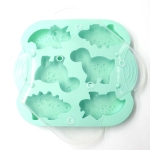DIY 6 Grid Silicone Dinosaur Cake Mold Baby Food Supplement Mold Baking Tools(Light Green )