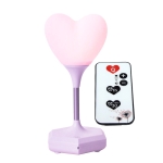 LED Heart-Shaped USB Rechargeable Night Light Three-Speed Remote Control Dimming Silicone Light, Style: 8007 Purple (Remote Control)
