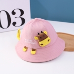 C0296 Little Cow Shape Baby Pot Hat Spring Children Wide Brim Fisherman Hat, Size: Around 50cm(Dark Pink)