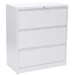 [US Warehouse] Fast Assemble Metal Lateral Storage File Cabinet with Lock & 3 Drawers for Office, Size: 40.5 x 35.4 x 18.1 inch(White)