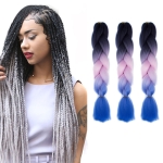 Fashion Color Gradient Individual Braid Wigs Chemical Fiber Big Braids, Length: 60cm(21 Black+Pink+Sapphire)