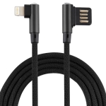 2A USB Elbow to 8 Pin Elbow Braided Data Cable, Cable Length: 3m(Black)