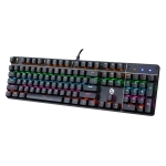 HJK900-10 104-keys Ordinary Two-color Keycap Colorful Backlight Wired Mechanical Gaming Keyboard (Black)