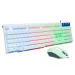 SHIPADOO D600 1000 DPI 104-key Wired RGB Color Backlight Game Mechanical Feel Suspension Keyboard Mouse Kit for Laptop, PC, Length: 1.3m (White)
