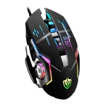 SHIPADOO X7 6D Four-speed Adjustable DPI Colorful Recirculating Breathing Light Crack Professional Competitive Gaming Luminous Wired Mouse Hot Wheel Regular Edition(Black)