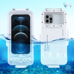 PULUZ 45m/147ft Waterproof Diving Housing Photo Video Taking Underwater Cover Case for iPhone 12 Series, iPhone 11 Series, iPhone X Series, iPhone 8 & 7, iPhone 6s, iOS 13.0 or Above Version iPhone (White)