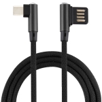 2A USB Elbow to USB-C / Type-C Elbow Braided Data Cable, Cable Length: 2m (Black)