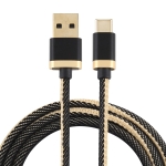 3A USB to USB-C / Type-C Two-color Braided Data Cable, Cable Length: 1m (Black)