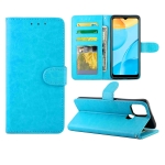 For OPPO A15 Crazy Horse Texture Leather Horizontal Flip Protective Case with Holder & Card Slots & Wallet & Photo Frame(Baby Blue)