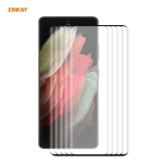 5 PCS For Samsung Galaxy S21 Ultra ENKAY Hat-Prince 0.26mm 9H 3D Explosion-proof Full Screen Curved Heat Bending Tempered Glass Film