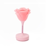 Silicone Rose Flower LED Light USB Rechargeable Night Light 3-modes Touch Romantic Atmosphere Light(Pink)