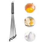 2 PCS Manual Whisk Stainless Steel Glass Bead Egg Whisk Kitchen Household Hand-Held Baking Tools Type A 12 Inch