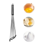 2 PCS Manual Whisk Stainless Steel Glass Bead Egg Whisk Kitchen Household Hand-Held Baking Tools Type A 10 Inch