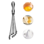 2 PCS Manual Whisk Stainless Steel Glass Bead Egg Whisk Kitchen Household Hand-Held Baking Tools Type B 12 Inch