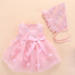Baby Sleeveless Mesh Dress (Color:Pink Size:3M)