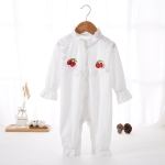 Solid Color Baby Girl Long-sleeved Bodysuit (Color:White Size:80)