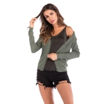 Pure Color Knitted Cardigan Slim Slimming V-neck Versatile Jacket (Color:Army Green Size:M)