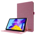 For Huawei Enjoy Tablet 2 10.1 / T10 / T10S Horizontal Flip TPU + Fabric PU Leather Protective Case with Name Card Clip(Rose Red)