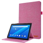 For Lenovo Tab M10 Horizontal Flip TPU + Fabric PU Leather Protective Case with Name Card Clip(Rose Red)