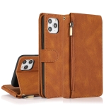 Skin-feel Crazy Horse Texture Zipper Wallet Bag Horizontal Flip Leather Case with Holder & Card Slots & Wallet & Lanyard For iPhone 11 Pro Max(Brown)