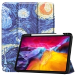 Colored Drawing Horizontal Flip TPU + PU Leather Case with Three-folding Holder & Sleep / Wake-up Function & Pen Slot For iPad Pro 11 inch (2021)(Starry Sky)
