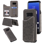 For Samsung Galaxy S8 Flower Embossing Pattern Shockproof Protective Case with Holder & Card Slots & Photo Frame(Grey)