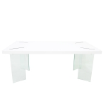 [US Warehouse] MDF Top Coffee Table with Tempered Glass Legs, Size: 43.35×23.62×14.63 inch(White)