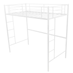 [US Warehouse] Household Loft Twin Metal Pipe Bed Frame with Two-side Ladders (White)