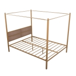 [US Warehouse] Household Queen Canopy Metal Four-poster Bed Frame